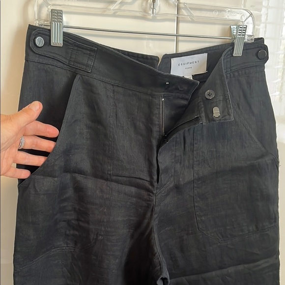 EQUIPMENT Kalil Linen Cropped Culotte Pants Folded Hem, Size 6 - Picture 6 of 16